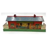 Vintage Bing Tinplate Railway Station Model with Detailed Graphics