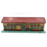 Vintage Bing Tinplate Railway Station Model with Detailed Graphics