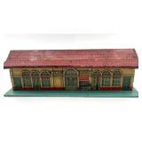 Vintage Bing Tinplate Railway Station Model with Detailed Graphics