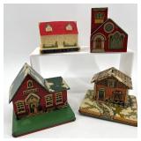 Set of 4 Vintage Tin Litho Coin Banks by U.S. Metal Toy Manufacturing