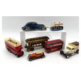 Vintage Diecast Vehicle Collection with Buses and Cars