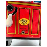 Set of 3 Vintage Tin Toys - Train Engine, Passenger Car, and House Scene