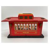 Set of 3 Vintage Tin Toys - Train Engine, Passenger Car, and House Scene