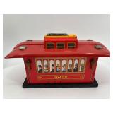 Set of 3 Vintage Tin Toys - Train Engine, Passenger Car, and House Scene