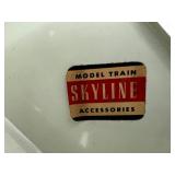 Set of 3 Vintage Tin Toys - Train Engine, Passenger Car, and House Scene