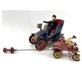 Set of 2 Vintage Tin Toy Cars from Japan - Lever Action Design