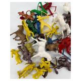 Vintage Lot of Plastic Cowboy and Indian Figures with Horses