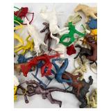 Vintage Lot of Plastic Cowboy and Indian Figures with Horses