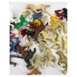 Vintage Lot of Plastic Cowboy and Indian Figures with Horses