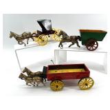 Set of 3 Vintage Northwestern Tin Horse-Drawn Carriages and Wagons