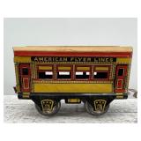 Vintage Tin Toy Train Collection with Cable Cars and Coaches