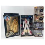 Elvis Presley Collectible Figurine and Ornament Set with Matchbox Cars