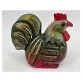 Framed Rooster Artwork and Colorful Rooster Figure Set
