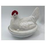 Assorted Chicken-Shaped Ceramic and Glass Decorative Dishes