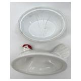 Assorted Chicken-Shaped Ceramic and Glass Decorative Dishes