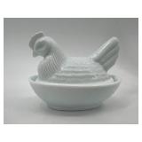 Assorted Chicken-Shaped Ceramic and Glass Decorative Dishes