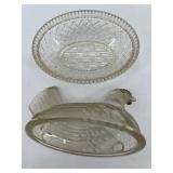 Assorted Chicken-Shaped Ceramic and Glass Decorative Dishes