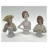Set of 3 German Porcelain Half Doll Figurines