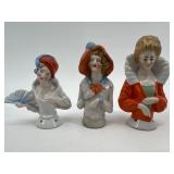 Collection of 6 Vintage Porcelain Half Doll Figurines
