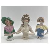 Collection of 6 Vintage Porcelain Half Doll Figurines