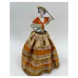 Vintage Half Doll Pincushion Set with Porcelain Figurines