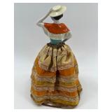 Vintage Half Doll Pincushion Set with Porcelain Figurines