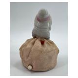 Vintage Half Doll Pincushion Set with Porcelain Figurines