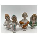 Set of 4 Vintage Porcelain Half Dolls
