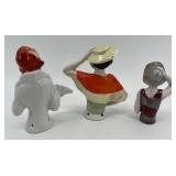 Set of 3 Vintage Porcelain Half-Doll Figurines