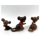Set of 3 Vintage Ceramic Mouse Figurines by Gorham