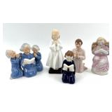 Collection of 5 Porcelain Prayer Figurines including Royal Doulton