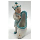 Set of 3 Vintage Antique Porcelain Figurines Featuring Clown and Bather Designs