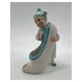 Set of 3 Vintage Antique Porcelain Figurines Featuring Clown and Bather Designs