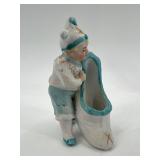 Set of 3 Vintage Antique Porcelain Figurines Featuring Clown and Bather Designs