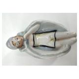 Set of 3 Vintage Antique Porcelain Figurines Featuring Clown and Bather Designs