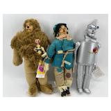 Set of Wizard of Oz Collectible Dolls: Cowardly Lion, Scarecrow, and Tin Man