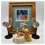 Lady and the Tramp Disney Collectible Set with Frame, Figurine, and Glasses