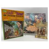 Vintage Disney Lady and the Tramp Jigsaw Puzzle, Puzzle Wrapped in Plastic and Salt & Pepper Shakers
