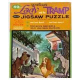 Vintage Disney Lady and the Tramp Jigsaw Puzzle, Puzzle Wrapped in Plastic and Salt & Pepper Shakers