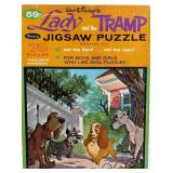 Vintage Disney Lady and the Tramp Jigsaw Puzzle, Puzzle Wrapped in Plastic and Salt & Pepper Shakers
