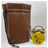 Vintage Mickey Mouse Leather Pouch and West German Alarm Clock