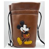 Vintage Mickey Mouse Leather Pouch and West German Alarm Clock
