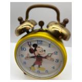 Vintage Mickey Mouse Leather Pouch and West German Alarm Clock