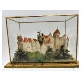 Vintage Diorama with Miniature Sculpted Figures in Glass Display