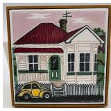 Vintage Toy Police Car with New Zealand House Tile Art
