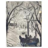 Set of 3 Framed Artworks - Landscape and Winter Scenes