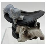 Vintage Cat Painting and Porcelain Animal Figures