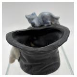 Vintage Cat Painting and Porcelain Animal Figures