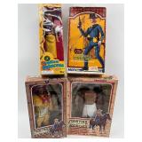 Set of 4 Vintage Western Action Figures with Original Boxes