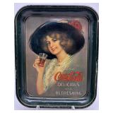 Vintage Coca-Cola Serving Tray and Green Tin Toy Car